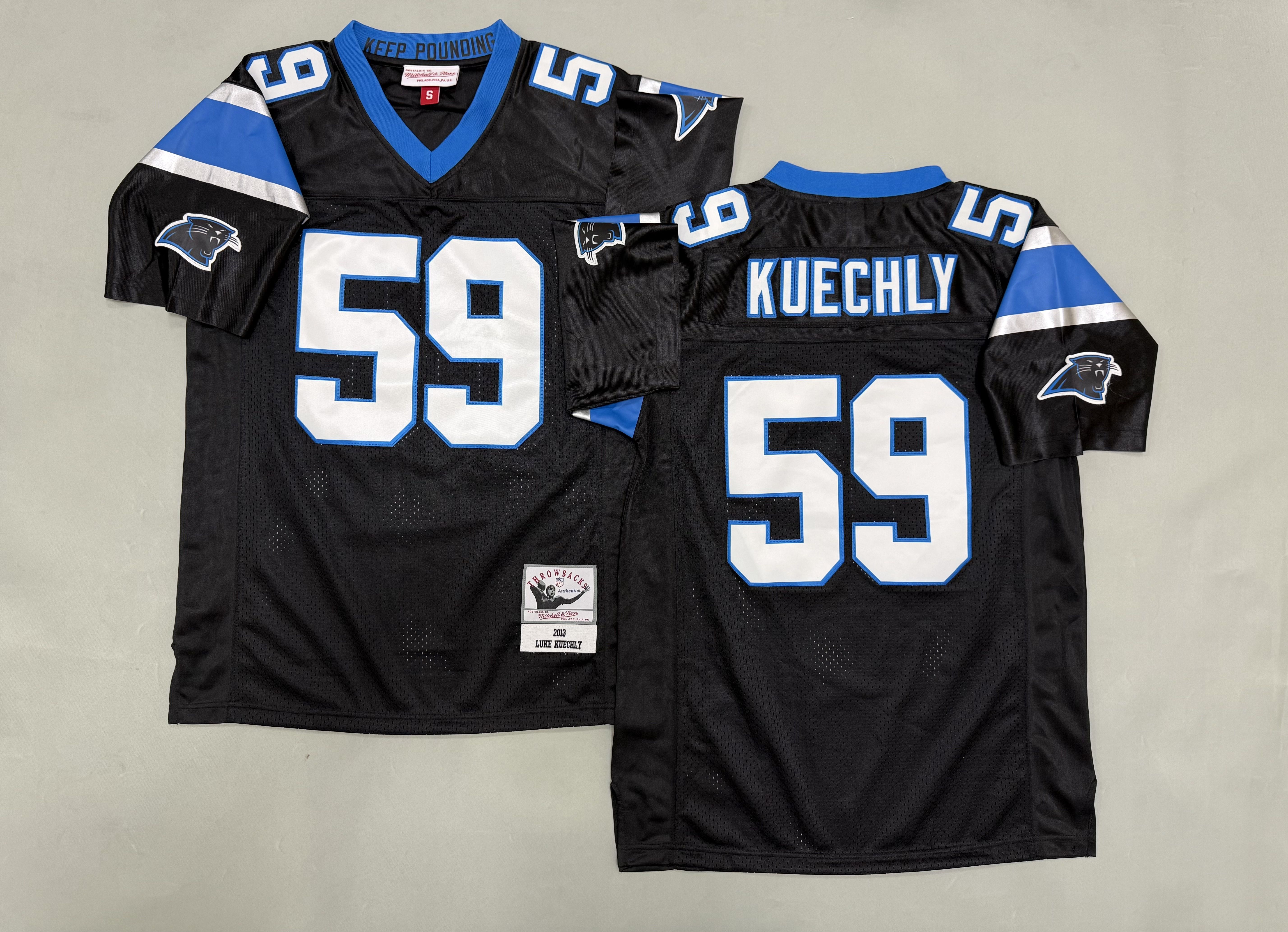 Men 2026 Carolina Panthers #59 Kuechly Black Throwback Limited NFL Jersey style 01->carolina panthers->NFL Jersey